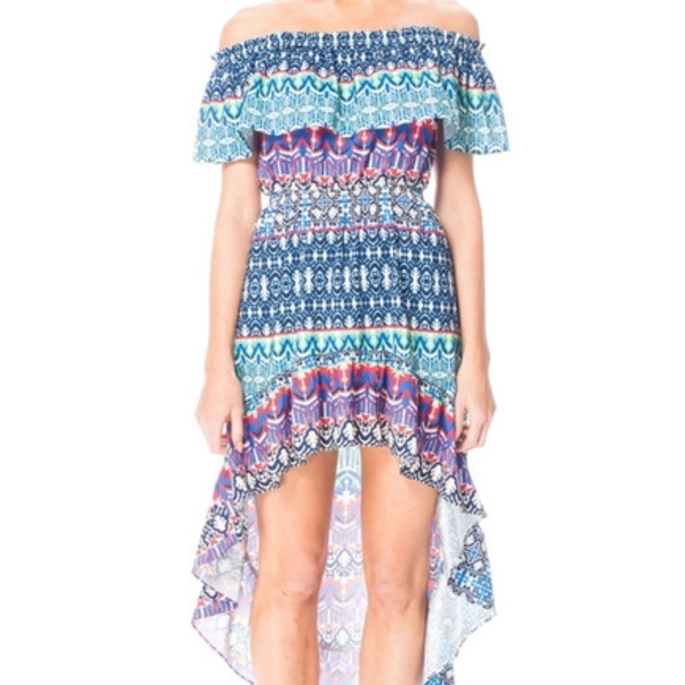 Devlin Carrie Off-The-Shoulder Hi-Lo Dress Boho